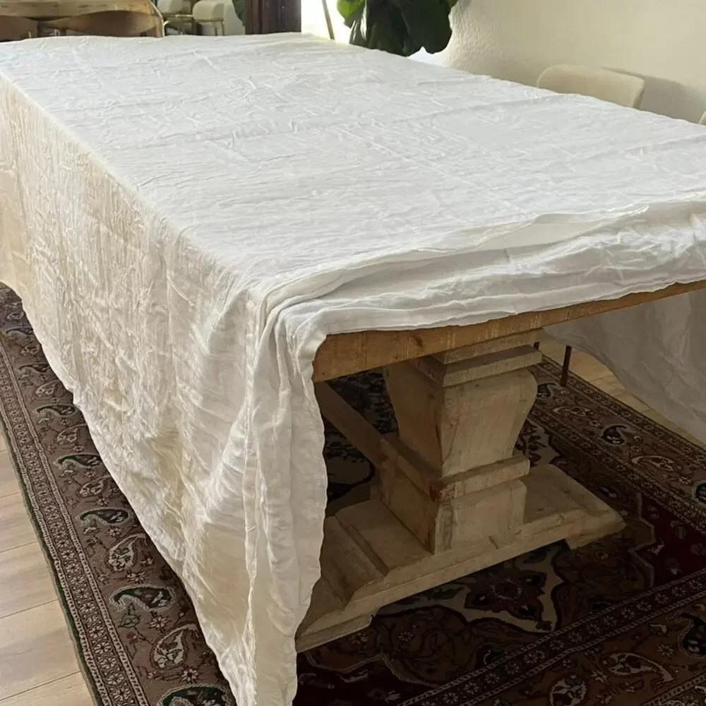 IKEA White Linen Duvet Cover Ties Closure 81